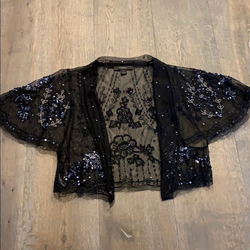 Black mesh cropped jacket